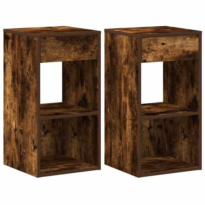 VidaXL Tables de chevet avec tiroir 2 pcs chêne fumé 35x34x66,5 cm, table d'appoint, armoire de lit, table d'appoint pour la 858722
