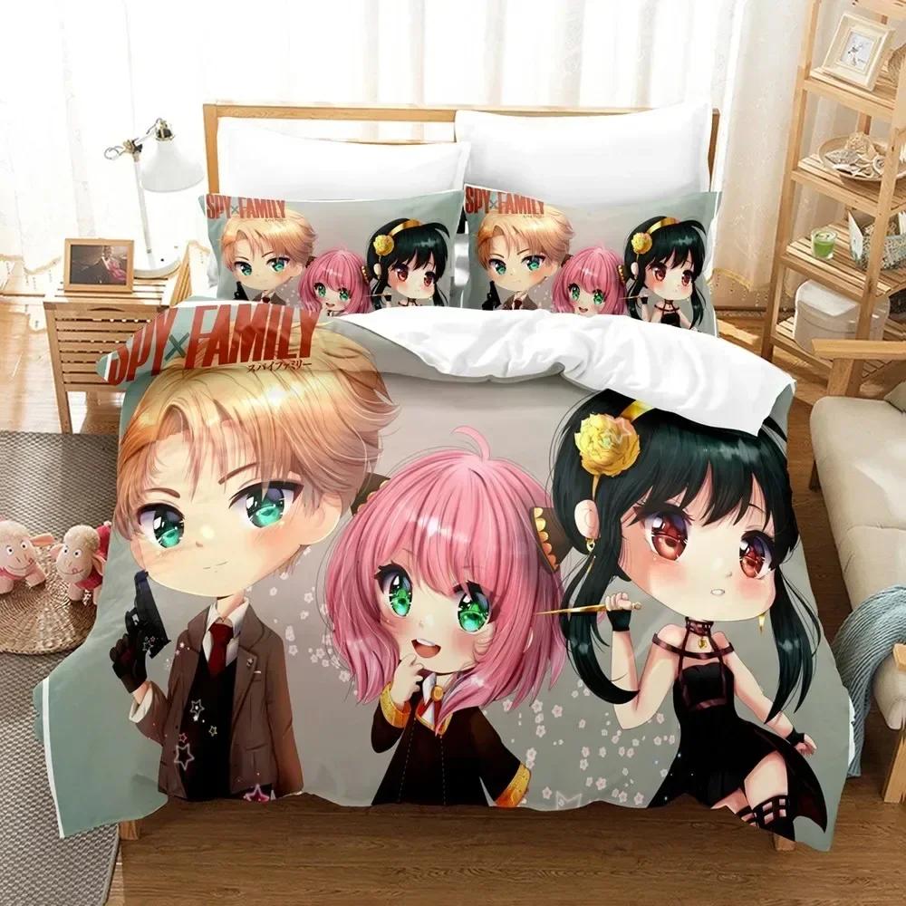 Anime SPY×FAMILY Bedding Set Anya Forger Printed With Pillowcase Bed Duvet Cover Soft Queen King Size Bedclothes Home For Gifts