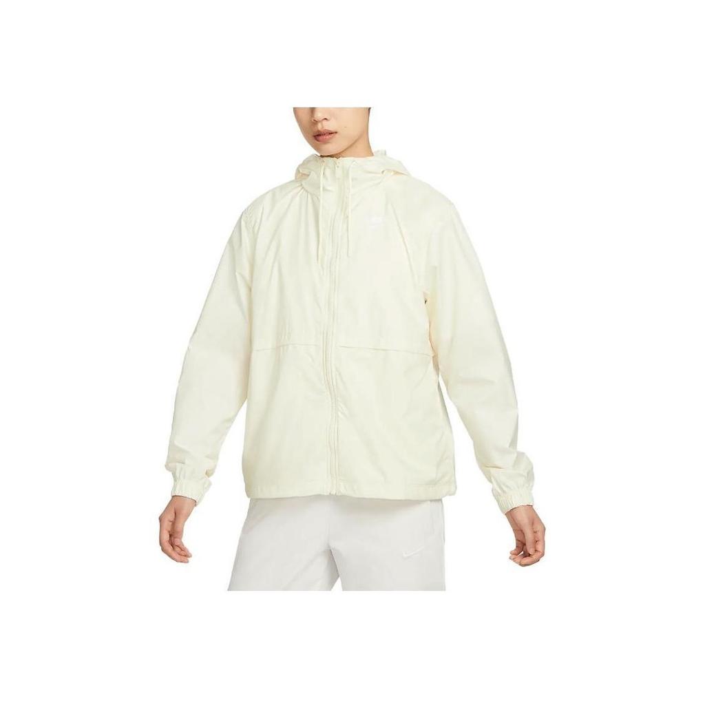 Nike Sportswear Essential Repel Logo Hooded Woven Jacket Women Jackets Coconut-Milk DM6180-113