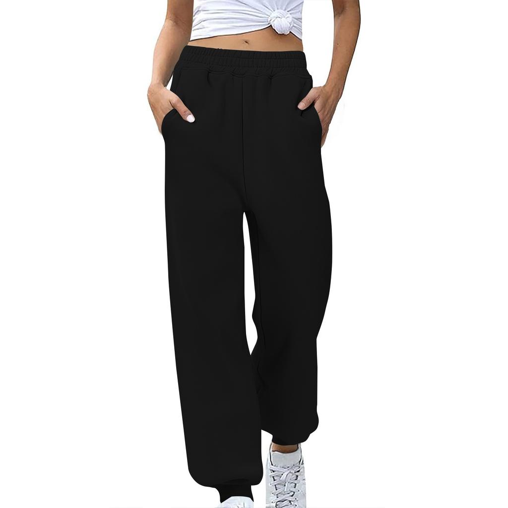 Women's Stylish Loose Sweatpants Comfortable High-waisted Jogging Belt Pocket Sweatpants