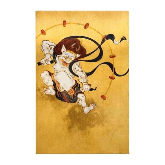 (Styleneo) Goshuin Book Large 182 x 121mm Gojo Seal Book Gojo Seal Goshuin Bellows Nose Book (Fujin Raijin)