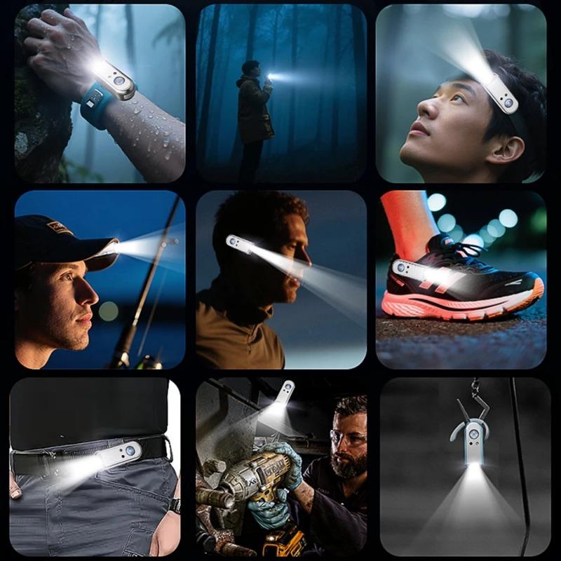 E2 LED Lightweight Headlamp Type-C Rechargeable Portable Ear Headlamp Magnetic Head Torch for Night Running Fishing and Cycling