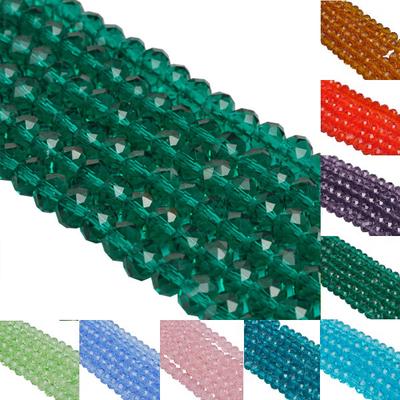 6/8mm Spacer Loose Beads Jewelry Making Crystal Glass 50Pcs Rondelle DIY for Faceted Accessories  Beads