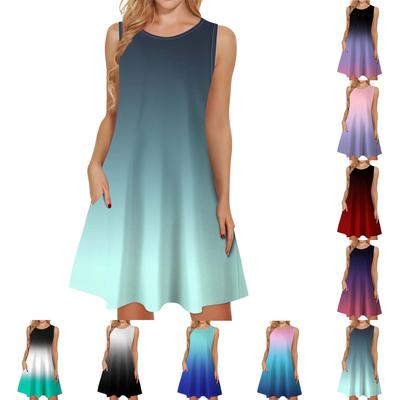 Womens Summer Dresses Loose U Neck Sleeveless Sundresses Dress With Pockets