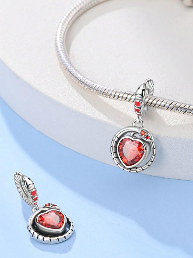Charms Plata Jahr der Schlange Grüne Schlangenperlen Charm Kupferbeschichtet Passend für Charms Originalarmband Zur Schmuckherstellung DIY Charm