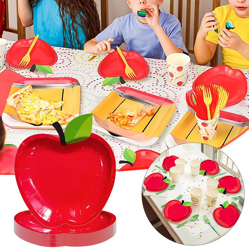 10PCS/Set Apple Shape Portable Paper Plates Funny Party Supplies Family Gatherings Back To School Season Cute 16x18cm