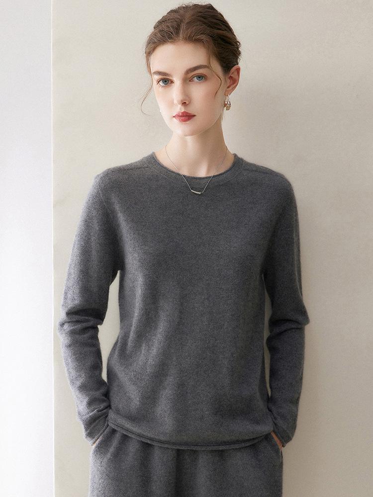 Women's Pure Cashmere Round Neck Sweater - Autumn/Winter 2026 Versatile Pullover