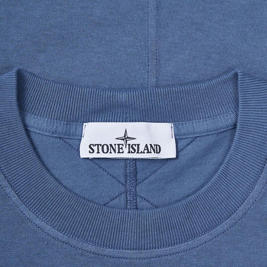 Stone Island Fw22 Solid Color Logo Patch Crew Neck Casual Short Sleeve T-Shirt Men Tops Mist-Blue 771520244-V0024