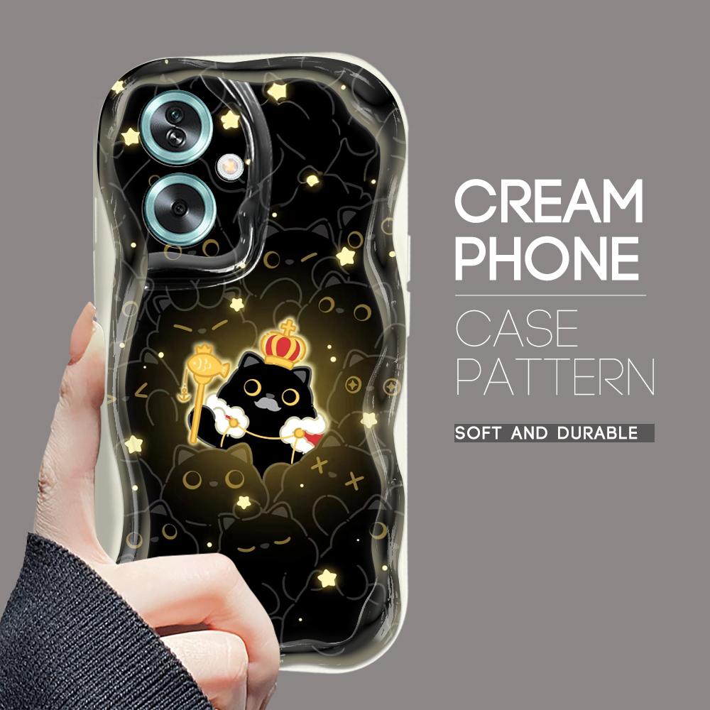 Roztomilý kreslený vzor s krémovou texturou Pouzdro s vlnitým okrajem, měkký silikonový kryt, pouzdro na telefon OPPO Reno Realme