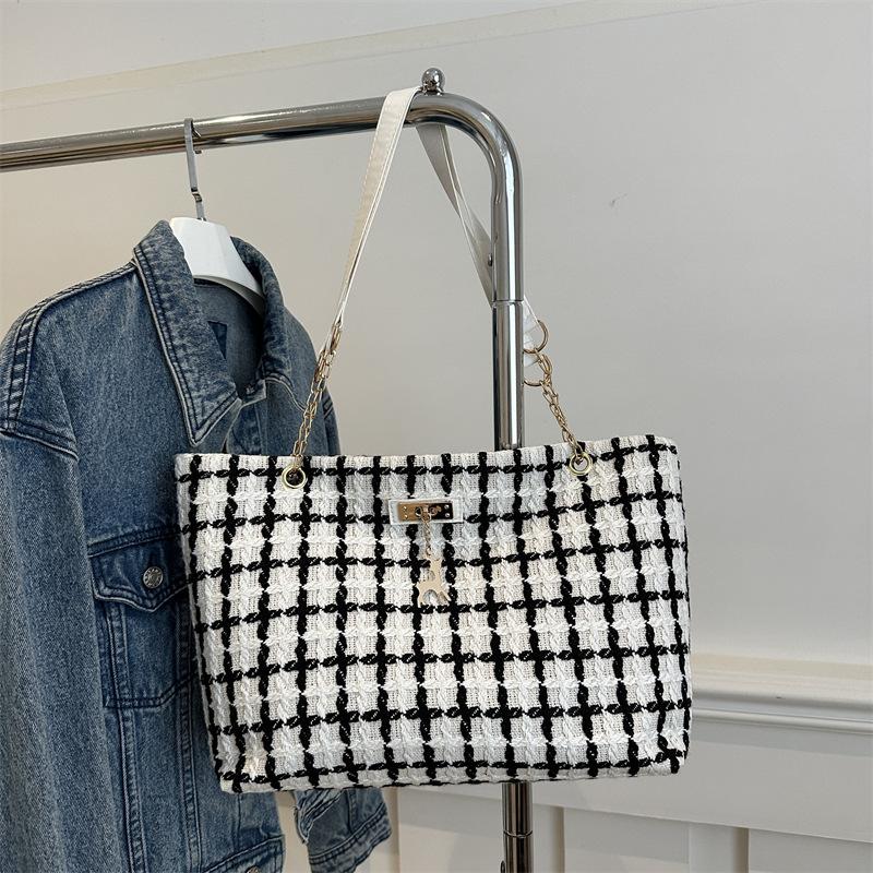 

Сумка-тоут женская большой вместимости 2025 новая осенне-зимняя модная клетчатая сумка через плечо универсальная дорожная большая сумка женская сумка