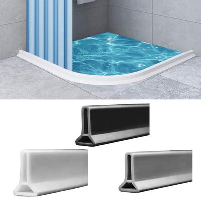 100/200CM Umbral de Ducha Plegable Barrera de Agua Tira de Barrera Impermeable de Silicona Autoadhesiva