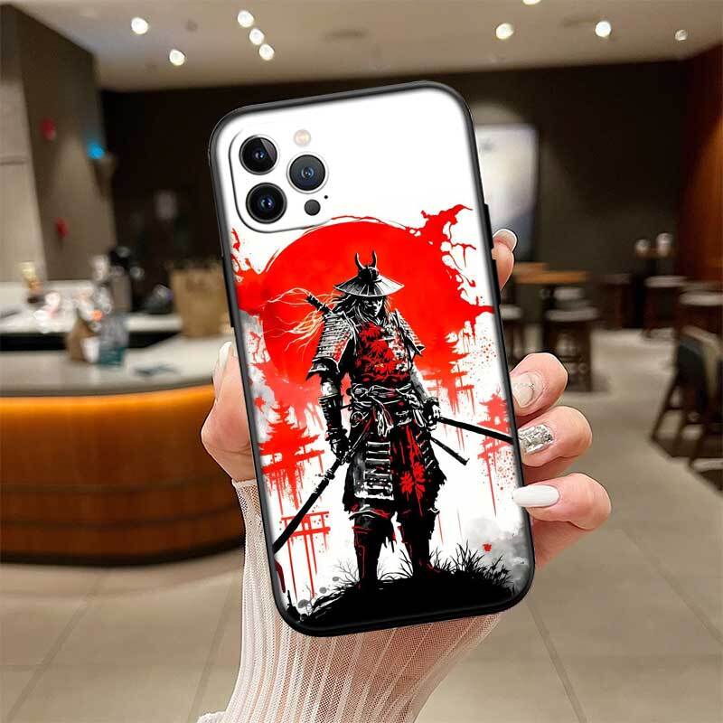 Japan Samurai Mask Case for Samsung M55 M35 M15 A02 A05S A05 A06 A15 A12 A13 A10 A16 A20 A22 A24 A25 A30 A31 A32 A33 A35 A42 A50