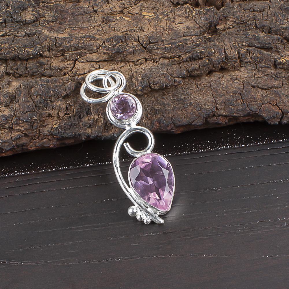 Morganite Pendant, Handmade Gemstone 925 Solid Sterling Silver Pendant Antique Jewelry, Silver Chain Pendant, Engagement Gift