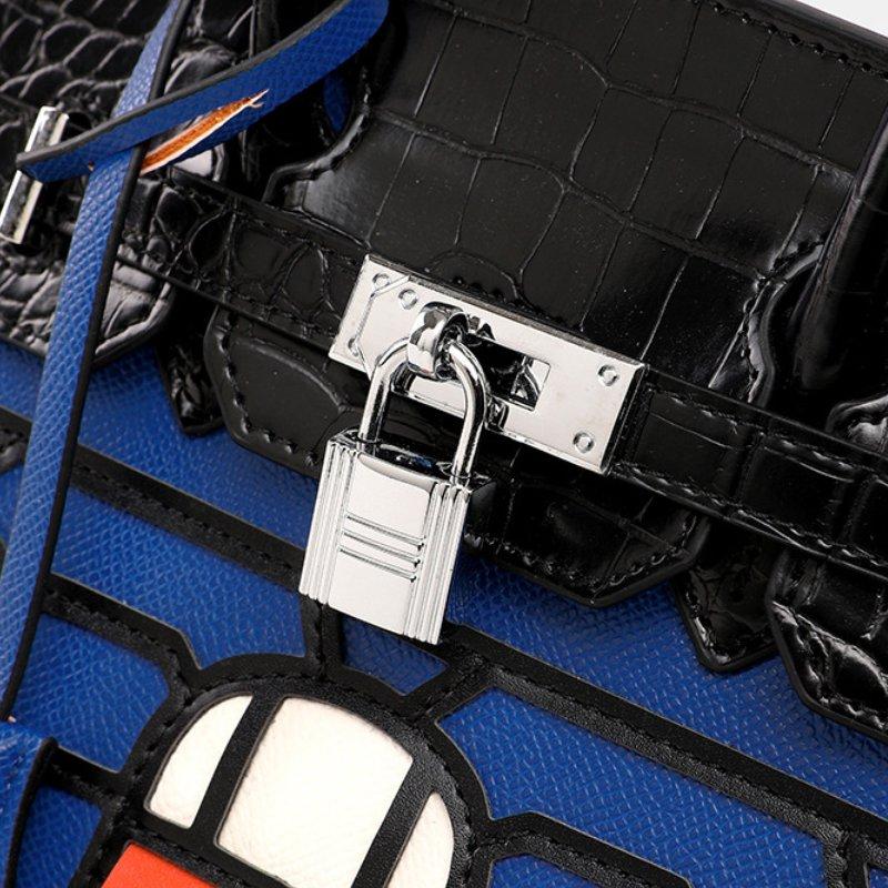 Luxusní kabelka platinové barvy s krokodýlím vzorem Elegantní dámská kabelka přes rameno/crossbody s otočným uzávěrem