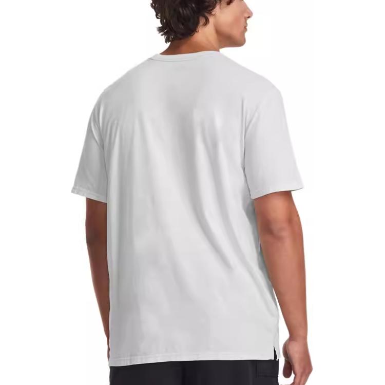 Under Armour Elevated Letter Print Wash Training Short Sleeve T-Shirt Men Tops Gray 1379552-014