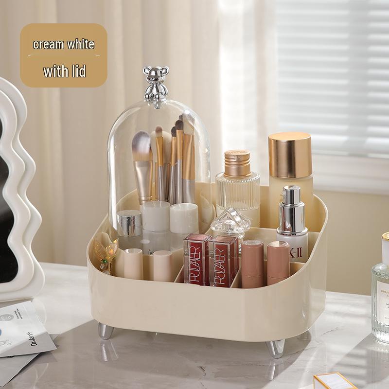 High-Value Multifunctional Desktop Vanity Organizer with Lid - Dustproof Cosmetics and Lipstick Storage Box.