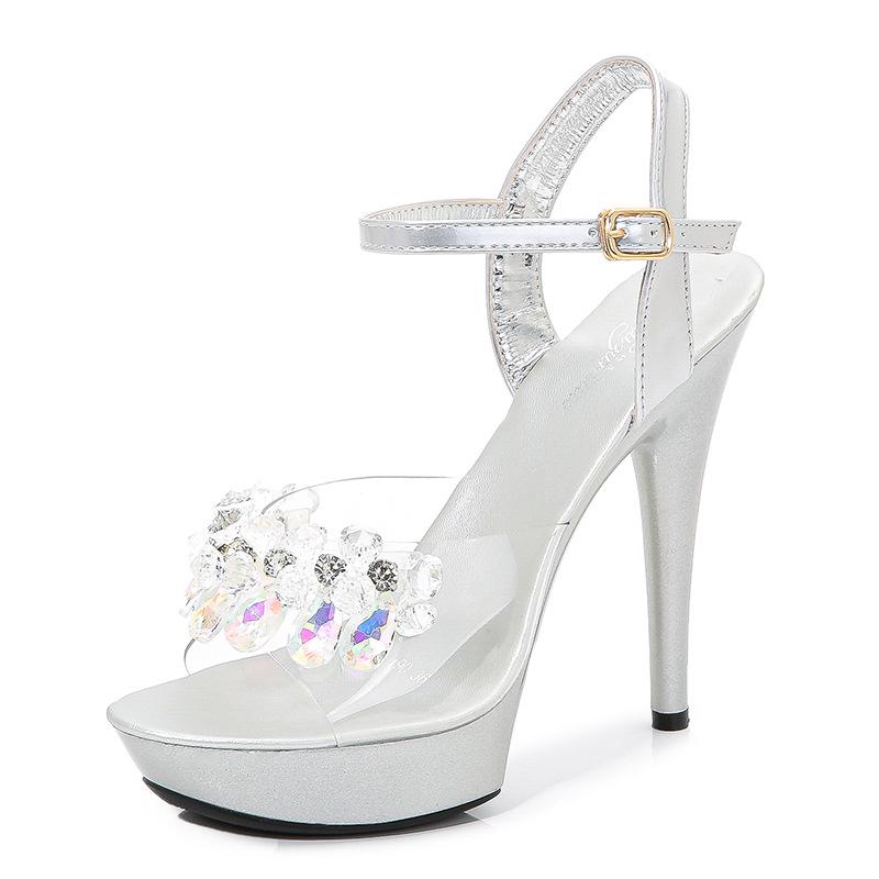Sandals Women'S Newest Summer Fashion 13Cm Ultra-High Heel Sandals Candy Sexy Sandals Crystal Stiletto Women High Heels2022
