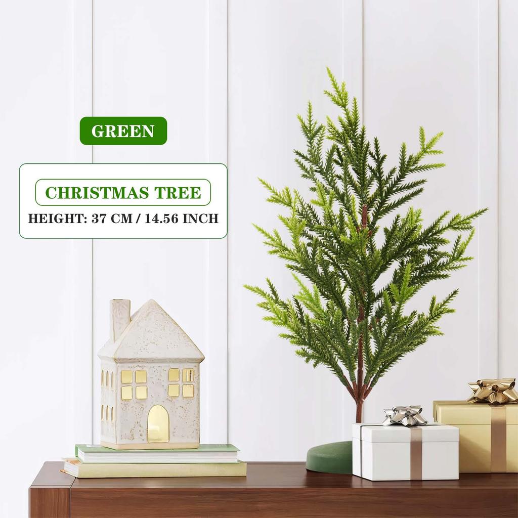 1PC 37CM Artificial Green Evergreen Christmas Tree Home Tabletop Christmas Tree DIY Party Window Decoration