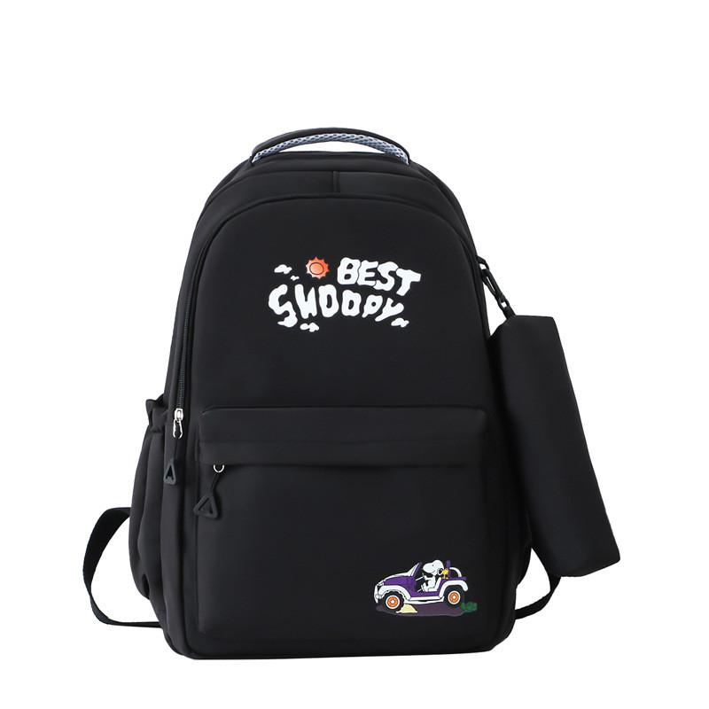 

Letter Shoapy Best Minimalist Fabric Backpack Breathable Straps Daily Students чорний