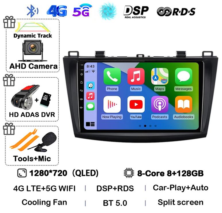Android 14 Carplay Auto For Mazda 3 2009 2010 2011 2012 2013 Car Radio Multimedia Player Stereo Video Audio GPS Head Unit WIFI