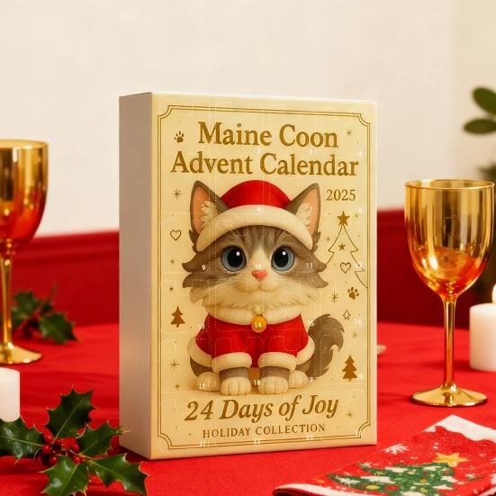 Katteelskere Adventskalender 24-dagers Jule-nedtelling Dekorasjon 2D Flat Akryl Katteanheng Multifunksjonell