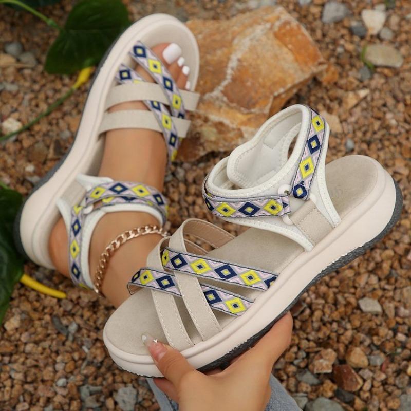 Fashion 2024 Summer Shoes Women Sandals Holiday Flat Fashion Ladies Sandals Soft Comfortable Plus Size 43 D087