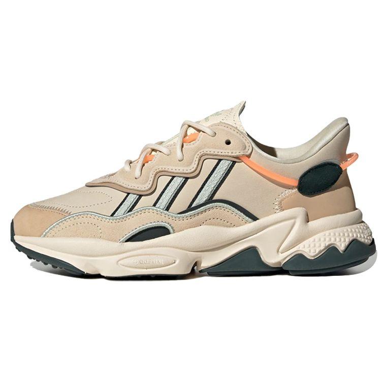 Adidas Originals Ozweego Leather Fabric Retro Sports Comfortable Slip Resistant Durable Low Top Lifestyle Casual Shoes Women sneaker Beige IE1579