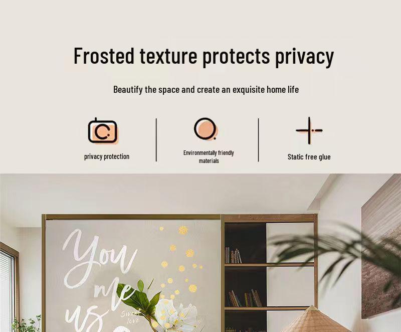 Translucent Opaque Window Film - Privacy Sticker for Bedroom, Balcony, Living Room, Sliding Door, and Bathroom.