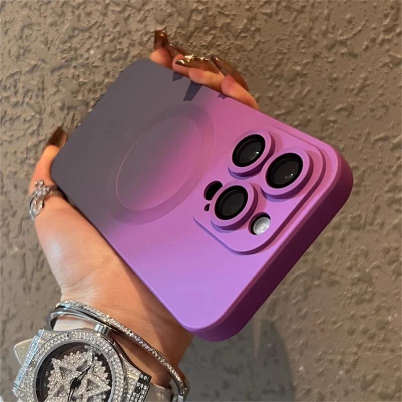 Luxury Gradient Soft Silicone Case For Magsafe Wireless Magnetic Charge For iPhone 15 14 12 11 13 Pro Max Plus Matte Color Cover