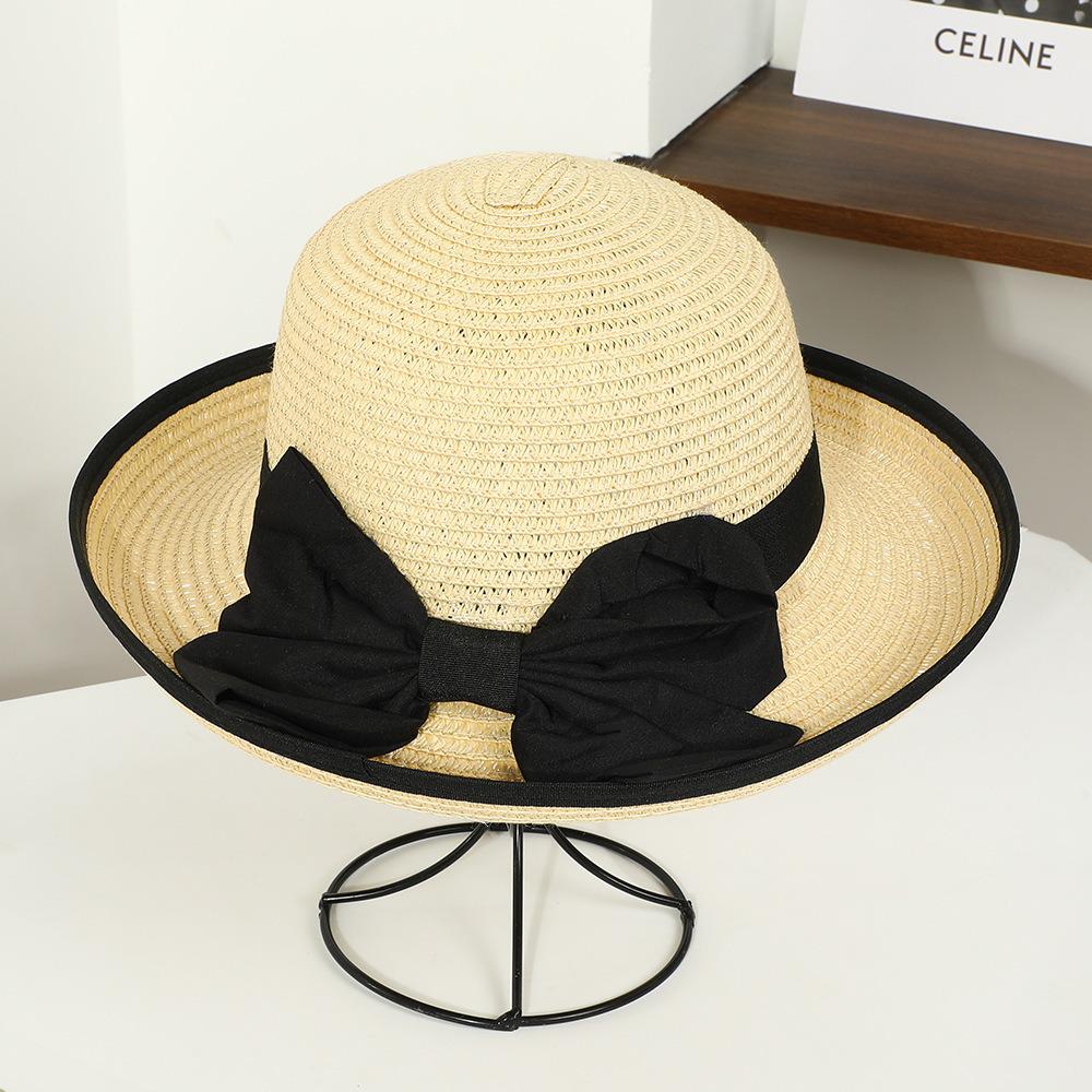 Dames Stro Zonnehoed met Brede Rand - Opvouwbare Strand- & Vakantiehoed