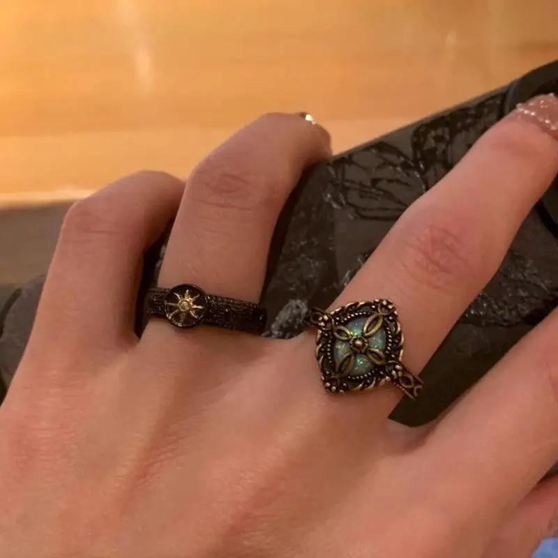 Vintage Y2k Demon Heart Zircon Adjustable Rings For Women Personality Rings Party Halloween Jewelry Accessories Gifts