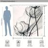 Abstract Art Flower Pattern Digital Printing Shower Curtain, Bathroom Home Decoration, Complimentary Hook, Machine Washable