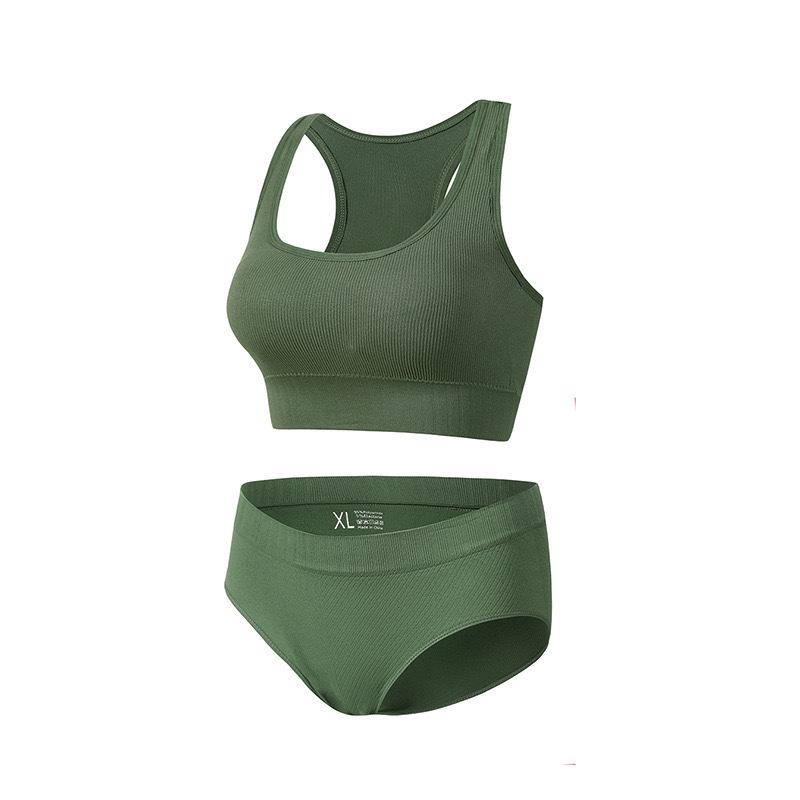 Plus Size Women's Sports Yoga Bra & Brief Set - Sexy, Wireless, Beautiful Back Design