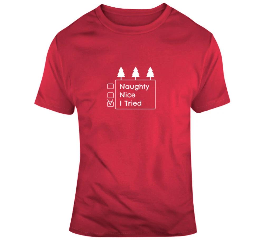 Naughty Nice I Tried Santa Christmas Funny Elf T Shirt S