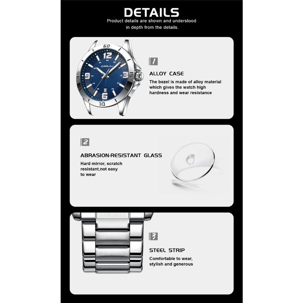 CRRJU-5003 New Steel Band Men's Watch Fashion Business Watch