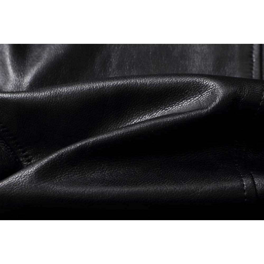 Chinese Size Classical 1940 Style Men Leather Jacket Uncoated Cracked Goatskin Leather Soft Slim Spring Autumn