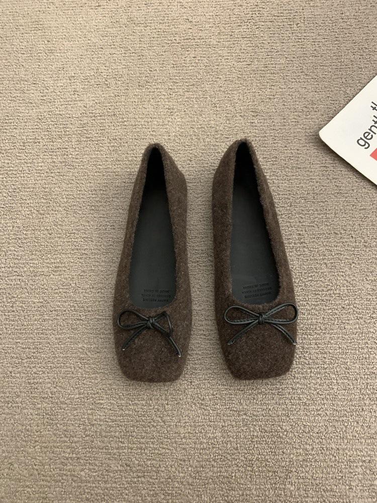 Gentle fairy wind bow shallow mouth single shoes autumn new ballet shoes soft-soled beanie shoes flat-soled ladyshoes