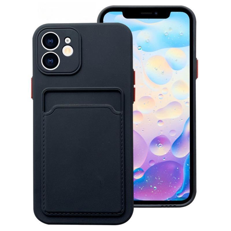 IPhone 16 Card Bag Card Case Suitable for Apple 15 Contrasting Color Button Skin Feeling XR Full-pack Lens Protection Case