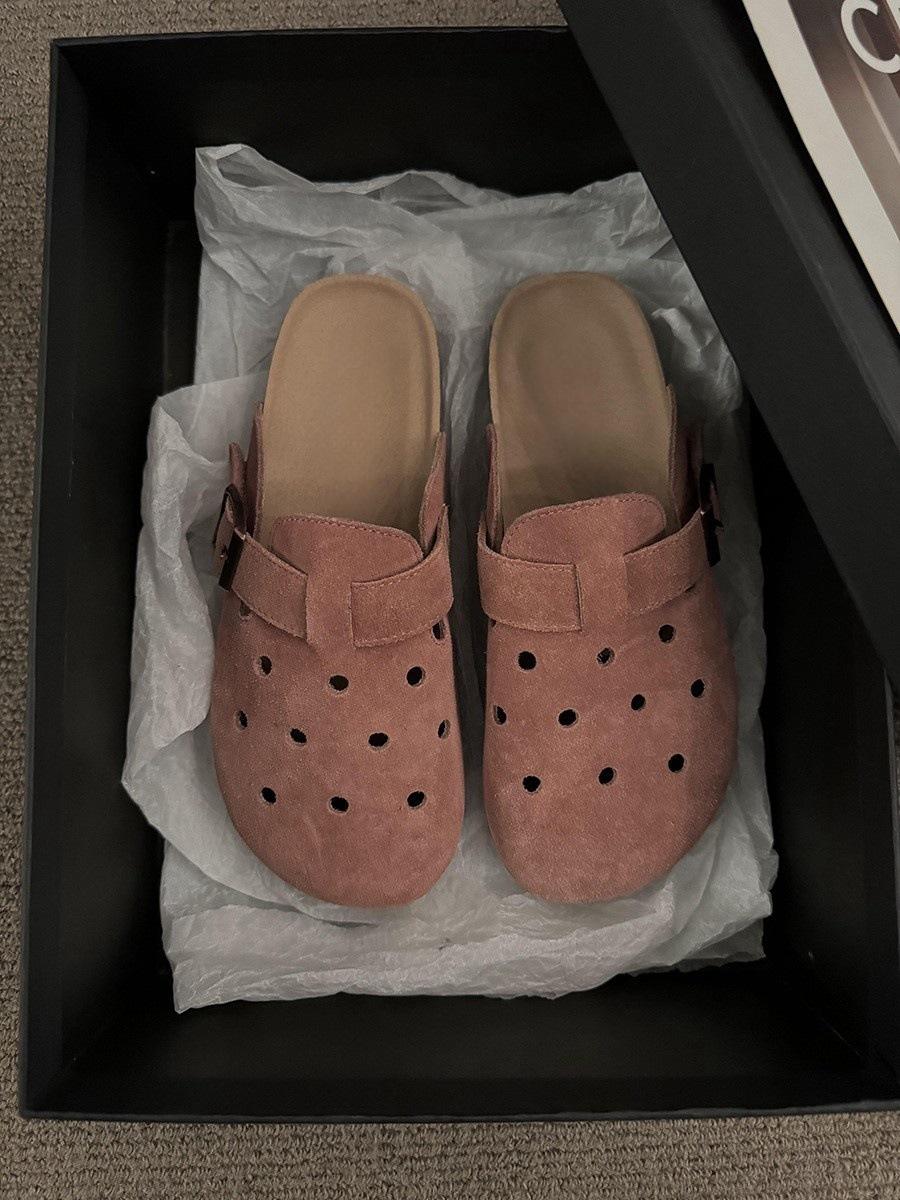 

полушлепанцы с толстой подошвой, с закрытым носком, женские летние, с отверстиями, ретро-шлепанцы, универсальные, сандалии на одном ремешке 35