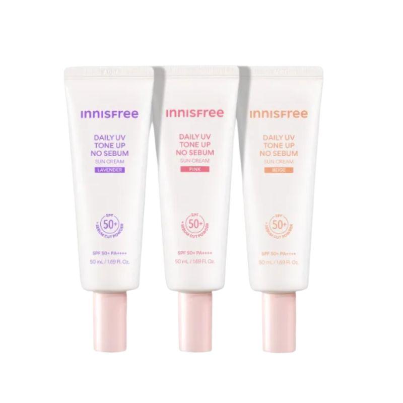 Innisfree Daily UV Tone-Up No Sebum Sunscreen SPF50+ PA++++ Oil Control Tone Correcting Sun Cream 50ml(3colors)