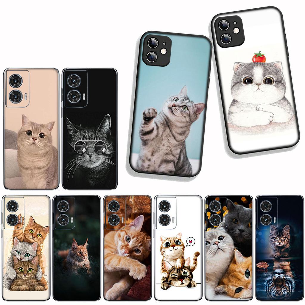 For Samsung Galaxy S25 S23 S22 S24 FE Ultra Plus A56 A05 A06 A15 A16 A57 S7 Edge Phone Cover Case Cat Meow