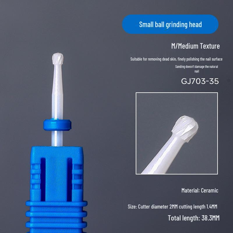 Ceramic Nail Art Grinding Head for Nail and Dead Skin Removal - Non-Heating Replacement Drill Bit.