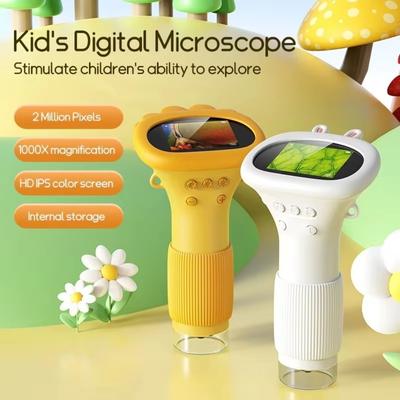 1000X Handheld Microscope for Kids 2 Inch Screen HD Kids Microscope Rechargeable Portable Digital Microscope Science Discovery