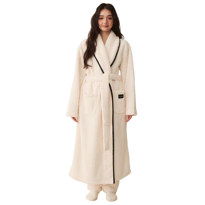 Nightgown Women'S Autumn And Winter Coral Fleece Men'S Bathrobe Couple Pajama Set Extended Yukata Thickened Winter