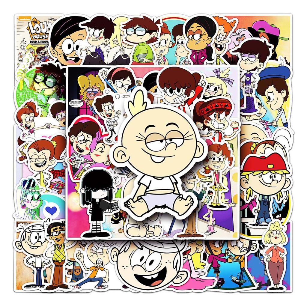 50 Adesivi Decorativi Creativi per Laptop e Valigie, Cartoni Animati Rumorosi, Famiglia, Doodle