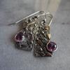 Asymmetrical Antique Silver Ethnic Style Amethyst Earrings
