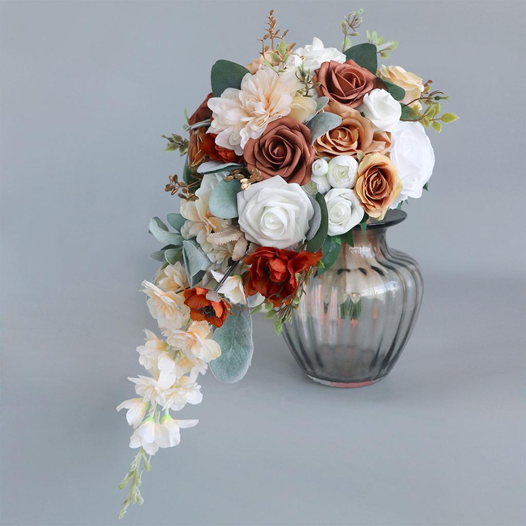 Romantic Champagne Rose Bouquets for Bride Bridal Holding Flowers