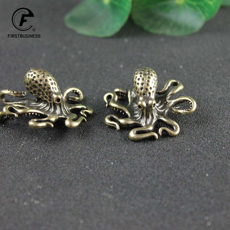 Brass Octopus Home Decoration Antique Copper Animal Figurines Miniatures Desk Ornament Accessories Creative Table Tea Pets Craft