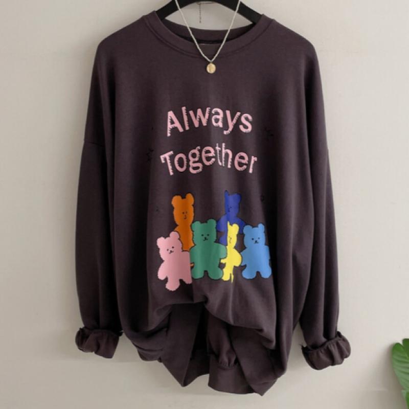Honey J Bear Lettering Oversized Sweatshirt 3 Colors