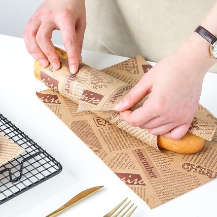 50pcs Disposable Sandwich Wrapping Paper Food-Grade Oil-Proof Packaging Paper Fried Chicken Hamburger Coating Wrapping Paper